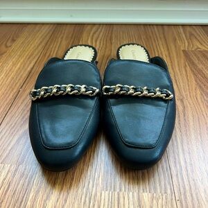 Charter Club Black Slip On Mule Silver Chain Dressy Flats Womens 6